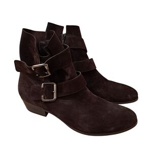 Paul Green Brown Distressed Suede Buckle Going‎ Out Carrie Ankle Boots Size 7